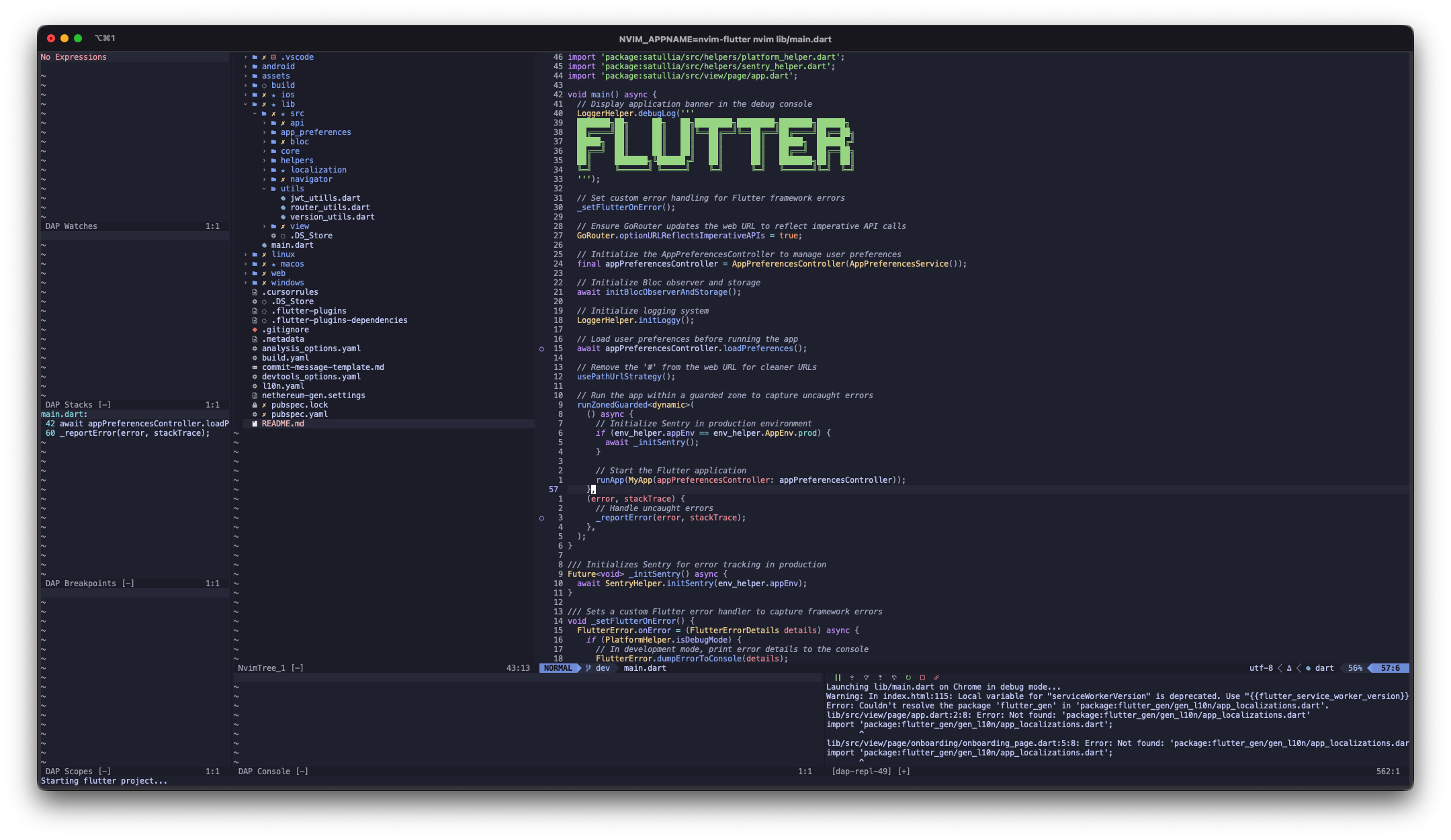 Enhanced Neovim Setup for Flutter Development on macOS
